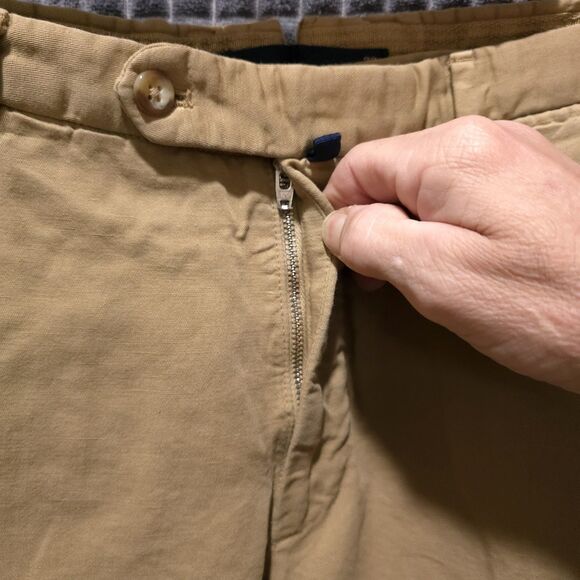 Incotex Slowear Linen Chinolino Pants 33x31 Khaki Flat Front Trousers Comfort - Picture 6 of 16